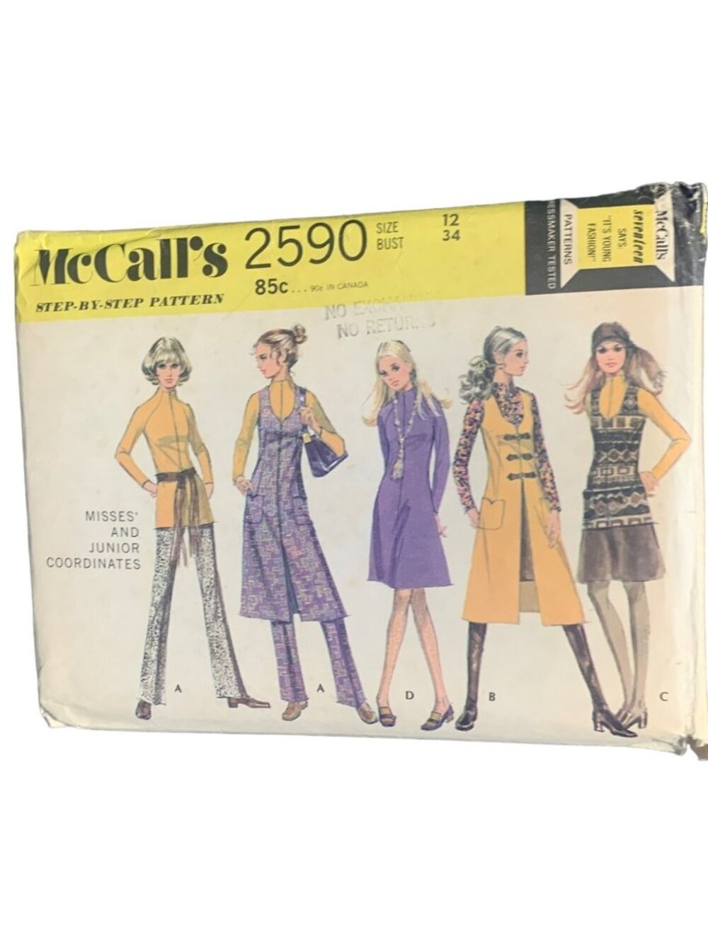 McCalls 2590 Misses Pant Shirt Dress Skirt Vest Sewing Pattern Size 12